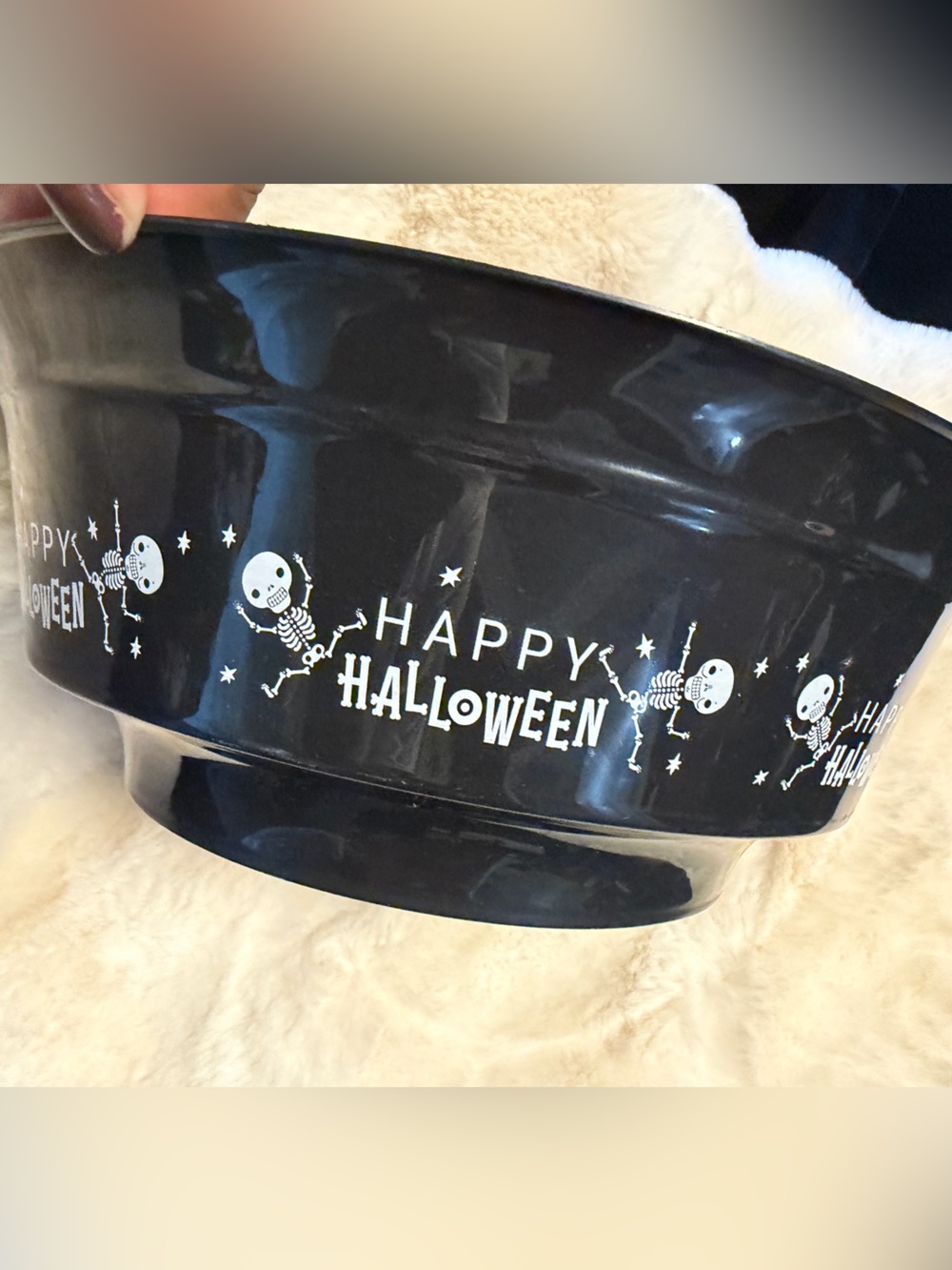 Happy Halloween Black Candy Bowl - Seasonal Party Serving Bowl